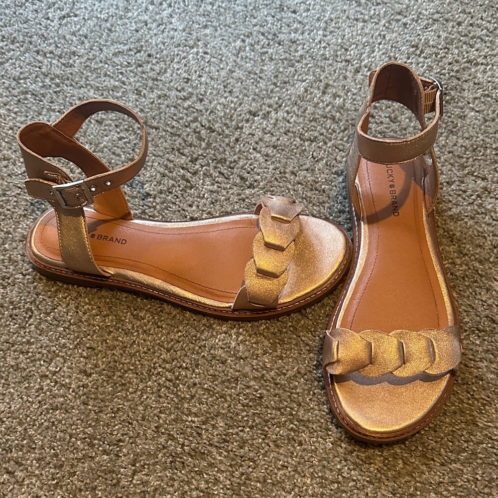 Lucky Brand Metallic Sandals with Ankle Strap